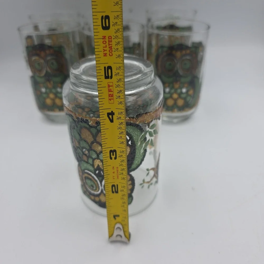 Vintage Libbey Owl Glasses Set Of 7 10 Oz Tumblers Mid Century Barware